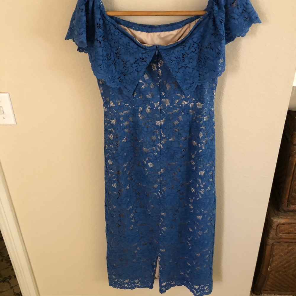 Sweet Romantic Off The Shoulder Blue LACE DRESS Sz Large